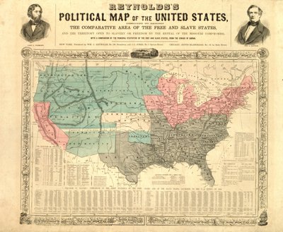 Reynoldss politische Karte der Vereinigten Staaten, um 1850 von American School