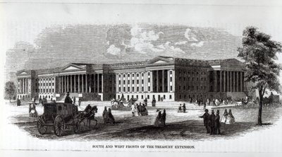 Süd- und Westfronten der Treasury Extension, aus 