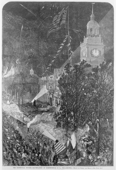 Das hundertjährige Vierte: Beleuchtung der Independence Hall, Philadelphia, aus 