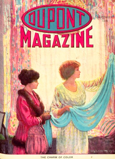 Der Charme der Farbe, Titelseite des DuPont Magazins, September 1918 von American School