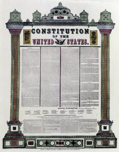 Die Verfassung der Vereinigten Staaten von Amerika, unterzeichnet 1787, angewendet 1789 von American School