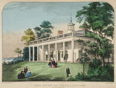 Das Haus von Washington, Mount Vernon, Va., veröffentlicht um 1857 (Farblithografie) von American School