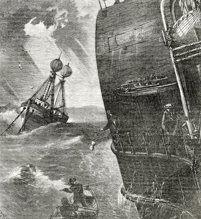 Das Feuerschiff und einlaufender Dampfer, Frontispiz-Illustration aus Appletons Journal, 4. Mai 1872 von American School