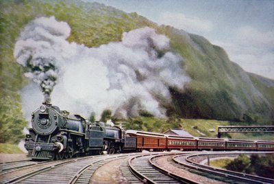 Der New York nach Chicago Express an der Horse-Shoe Curve, Alleghany, ca. 1930 von American School