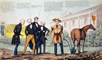 Der North Bend Farmer und seine Besucher, Karikatur veröffentlicht von H.R. Robinson, ca. 1840-42 von American School
