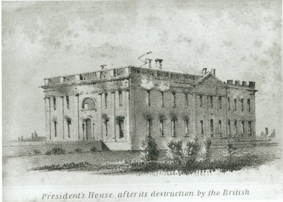 Das Präsidentenhaus nach der Zerstörung durch die Briten, aus Wattersons 