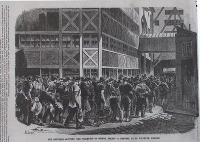 Die Veredler verlassen die Werkstatt von Messrs. Jeanty & Provost in La Villette, Frankreich, aus Scientific American, 1870 von American School