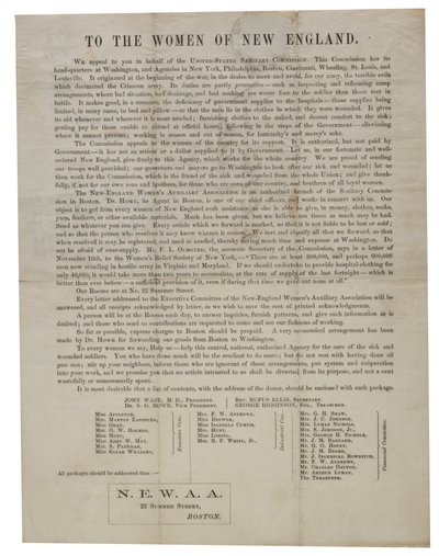 An die Frauen von Neuengland (Rundschreiben), ca. 1862-1865 von American School