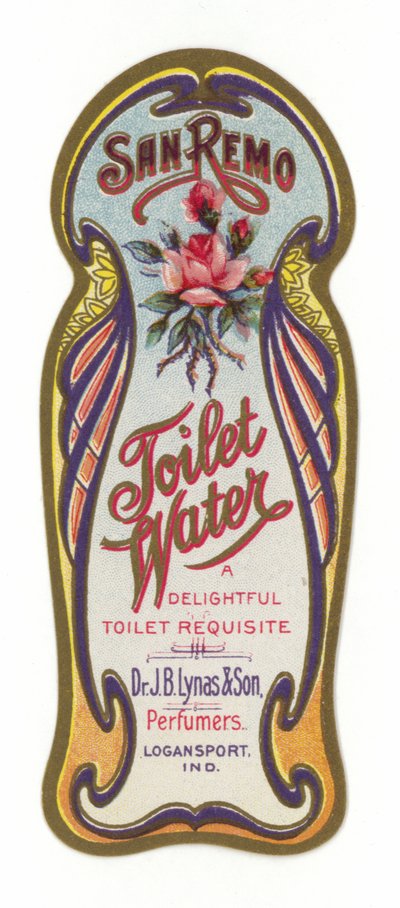 Toilettenwasser Etikett, San Remo von American School