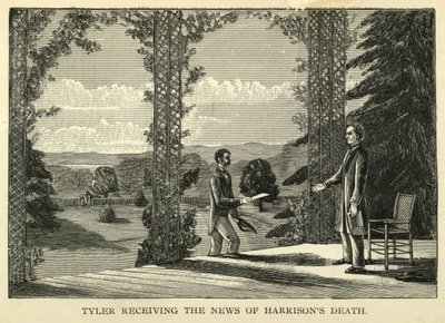 Tyler erhält die Nachricht vom Tod Harrisons, veröffentlicht 1888 (Gravur) von American School