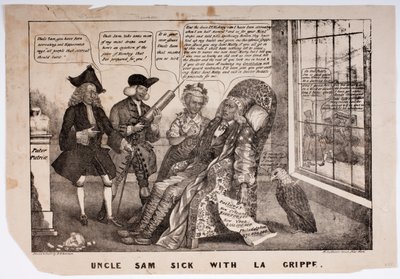 Onkel Sam krank mit La Grippe, 1837 von American School