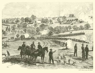 Union-Position nahe dem Zentrum, Schlacht von Gettysburg, 2. Juli, Juli 1863 von American School