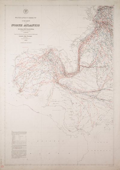 Wind- und Strömungskarte des Nordatlantiks von American School