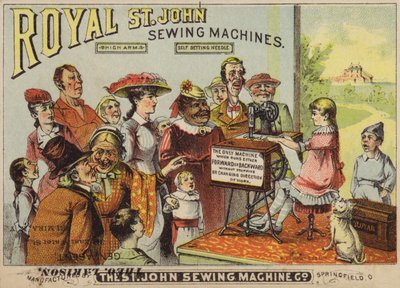 Junges Mädchen an der Nähmaschine von American School
