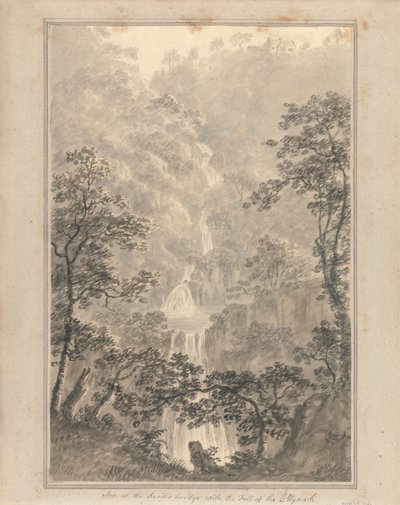 Ansichten in England, Schottland und Wales: Gasthaus an der Teufelsbrücke mit dem Fall des Mynach von Amos Green