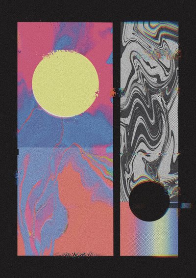 Kosmische Glitch-Kreise von Amy Louise Baker