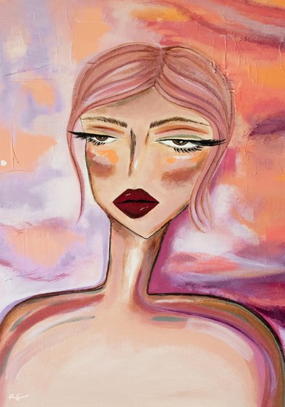 Stimmungsvolles rosa Haarporträt von Amy Straley