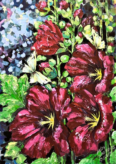 Roter Stockrosen Schmetterlinge von Anda Bieza
