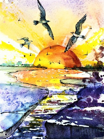 Lebendiger Ozeansonnenuntergang von Anda Bieza