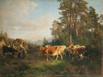 Landschaft mit Kühen von Anders Askevold