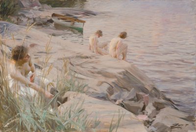 Mädchen baden im Freien von Anders Zorn