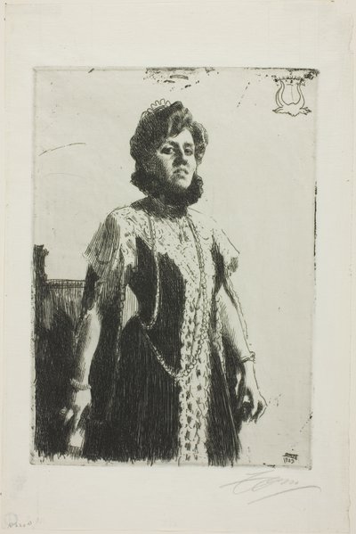 Oxenstierna (Mrs. Aurore Klintberg, geb. Oxenstierna, Ganzfigur) von Anders Leonard Zorn