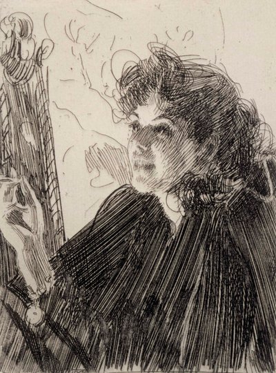 Frau beim Rauchen von Anders Zorn