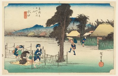 Minakuchi, in Die dreiundfünfzig Stationen der Tokaido-Straße von Ando Hiroshige