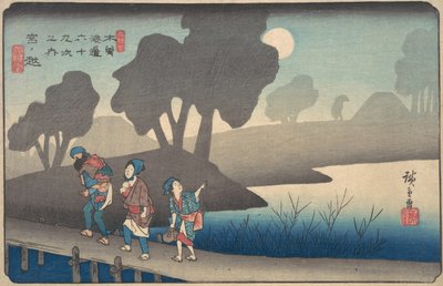 Mondnacht in Miyanokoshi, aus Die neunundsechzig Stationen des Kisokaido, ca. 1838 von Ando Hiroshige