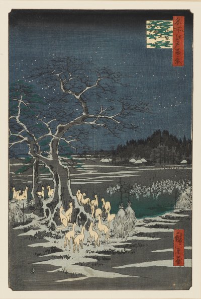 Silvester-Fuchsfeuer am Wechselbaum, Oji, 19. Jahrhundert von Ando Hiroshige