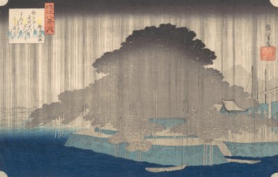 Nachtregen in Karasaki, aus der Serie Acht Ansichten von O-mi, ca. 1835 von Ando Hiroshige