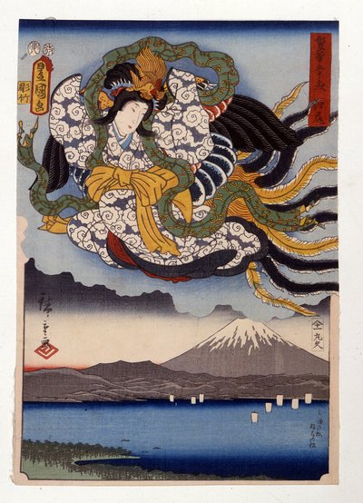 Amaterasu, die Göttin der Sonne auf dem Berg Fuji von Ando or Utagawa Hiroshige