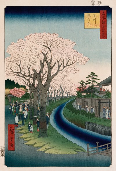 Kirschblüten, Tama-Flussufer von Ando or Utagawa Hiroshige