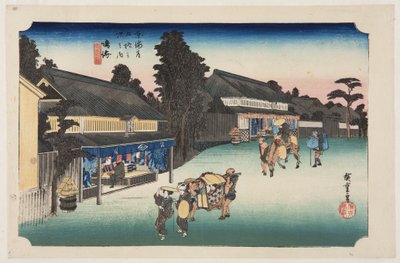 Narumi: Berühmter Arimatsu-Batikstoff (Narumi, meibutsu Arimatsu shibori) von Ando or Utagawa Hiroshige