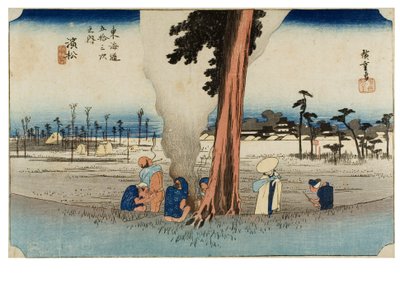 Nr. 30 Hamamatsu - Eine trostlose Winterszene, Edo-Periode, ca. 1833-34 von Ando or Utagawa Hiroshige