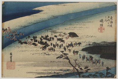 Suruga-Bank des Oi-Flusses von Ando or Utagawa Hiroshige
