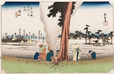 Winteransicht, Hamamatsu, aus der Serie Die dreiundfünfzig Stationen des Tokaido, ca. 1834 von Ando or Utagawa Hiroshige