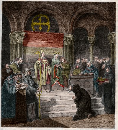 Kaiser Heinrich IV. (1050-1106) zu Füßen von Papst Gregor VII. (1020-85) von Andre Cluysenaar