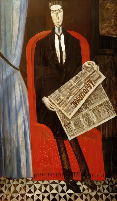 Porträt eines unbekannten Mannes mit Zeitung von Andre Derain