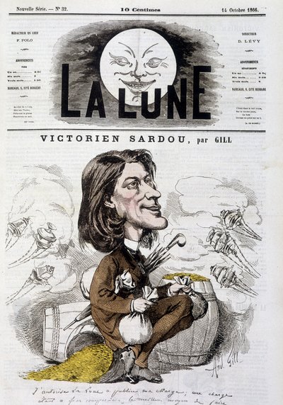 Karikatur von Victorian Sardou von Gill - Titelblatt von The Moon vom 14.10.1866. von Andre Gill