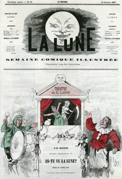 Haben Sie den Mond gesehen? im Theater des Mondes in Paris. Karikatur von Gill, in „La Lune“, 13. Januar von Andre Gill