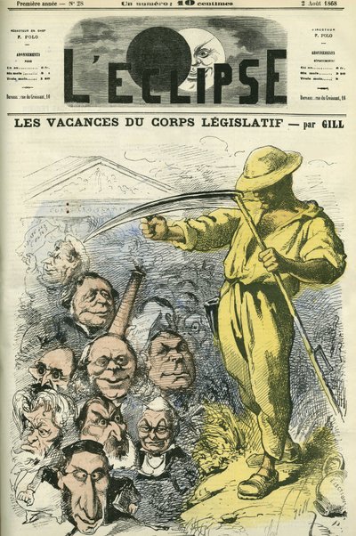 An Feiertagen des Gesetzgebenden Körpers verlassen die Abgeordneten der Nationalversammlung den Palais Bourbon. Titelbild in „L