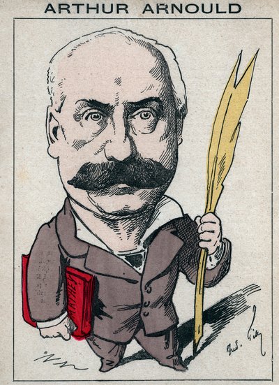 Porträt von Arthur Arnould (1833-1895), ein französischer Journalist und Politiker, er nahm aktiv an der Pariser Kommune teil - Karikatur von Andre Gill in „Les Hommes d