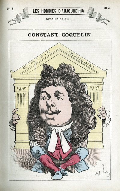 Porträt von Constant Coquelin (1841-1909), französischer Theaterschauspieler. Karikatur von Gill, Paris. von Andre Gill