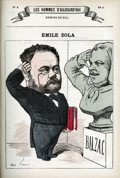 Porträt von Emile Zola (1840-1902), französischer Schriftsteller. Karikatur von Gill, Paris. von Andre Gill