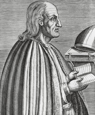 Porträt von Anselm von Canterbury, auch bekannt als Anselm von Aosta (1033-1109), Heiliger, Theologe und Kirchenlehrer, Erzbischof von Canterbury, Gravur von 1584 von Andre Thevet (1502-1590) von Andre Thevet