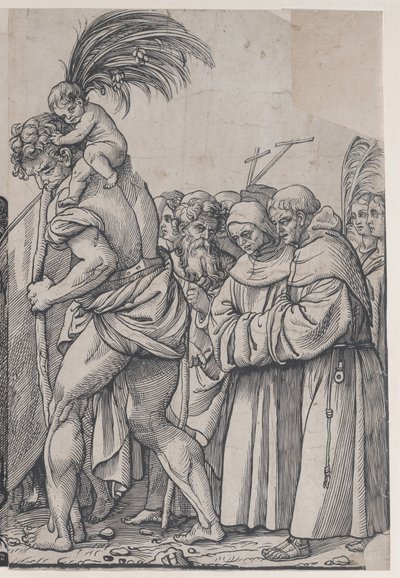 Sektion H: Heiliger Christophorus trägt das Christuskind, aus Der Triumph Christi von Andrea Andreani