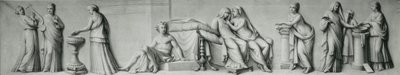 Ein Grisaille-Panel, das Szenen basierend auf der Aldobrandini-Hochzeit darstellt von Andrea Casali