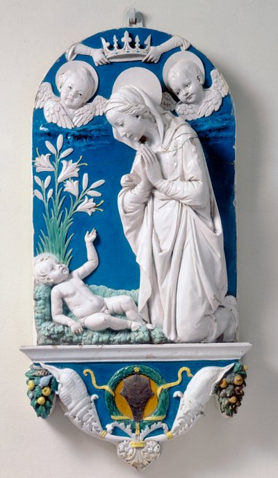 Madonna der Lilien, Anbetung des Kindes von Andrea Della Robbia