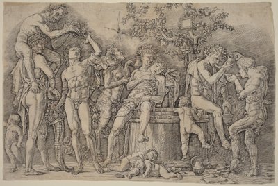 Bacchanal mit einem Weinkübel von Andrea Mantegna